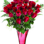 24 rose rosse a stelo lungo a Roma