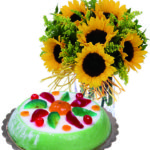 Bouquet di girasoli con cassata siciliana a Roma