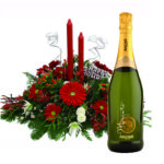 centrotavola con gerbere candele e prosecco a Roma