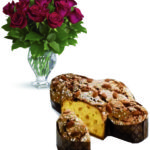 12 rose con colomba di pasqua a Roma