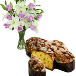 Colomba con rose e gigli bianchi a Roma